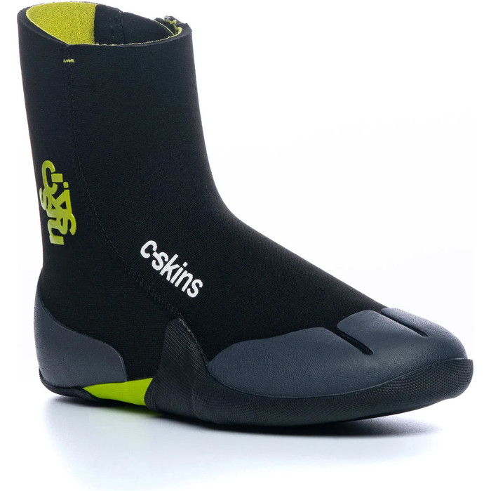 2024 C- Skins Junior Legend 5mm Botines De Neopreno Con Cremallera Y Puntera Redonda C-BOLE5JZ - Black / Flash Green / Charcoal